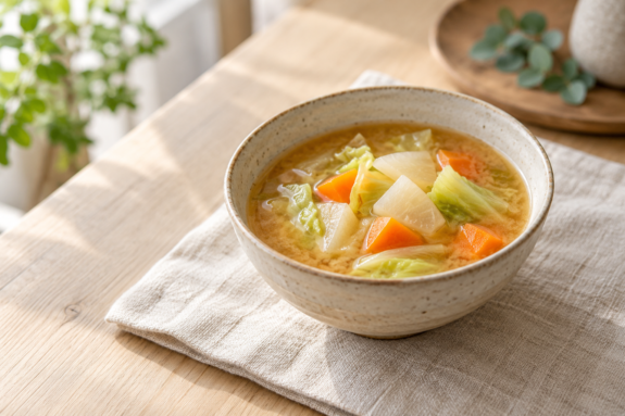 大根、にんじん、キャベツを使った野菜のお味噌汁